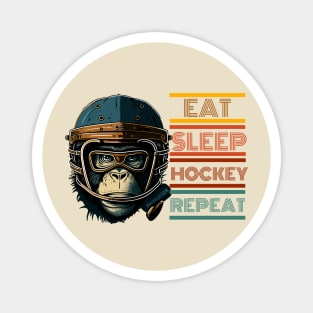 Hockey Monkey: Eat, Sleep, Repeat Print Design! Magnet